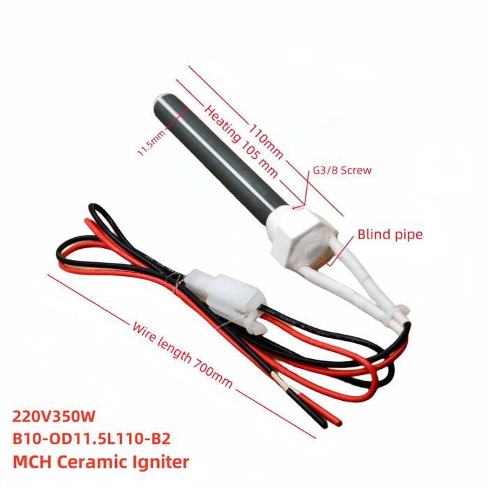 220V 350W Biomass Pellet Oven Igniter MCH Igniter Dry Burning Resistance Ceramic Heating Tube