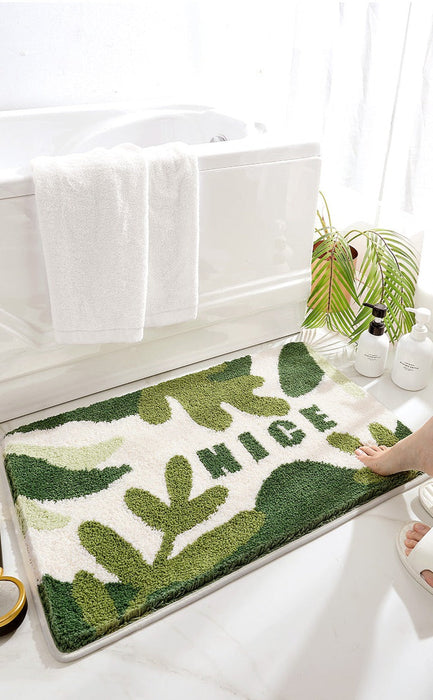 Feblilac Green Leaves Bath Mat, NICE Mat