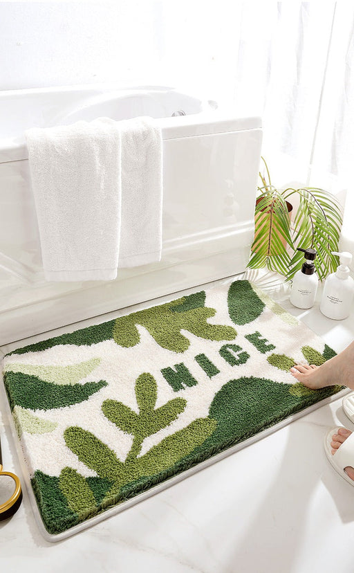 Feblilac Green Leaves Bath Mat, NICE Mat