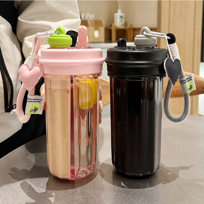 Double Drink Sub-bin Tumbler Creative Straw Cup