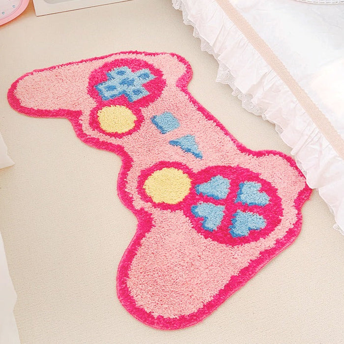 Pink Video Game Controller Mat for Bedroom, Soft and Water-Absorbent