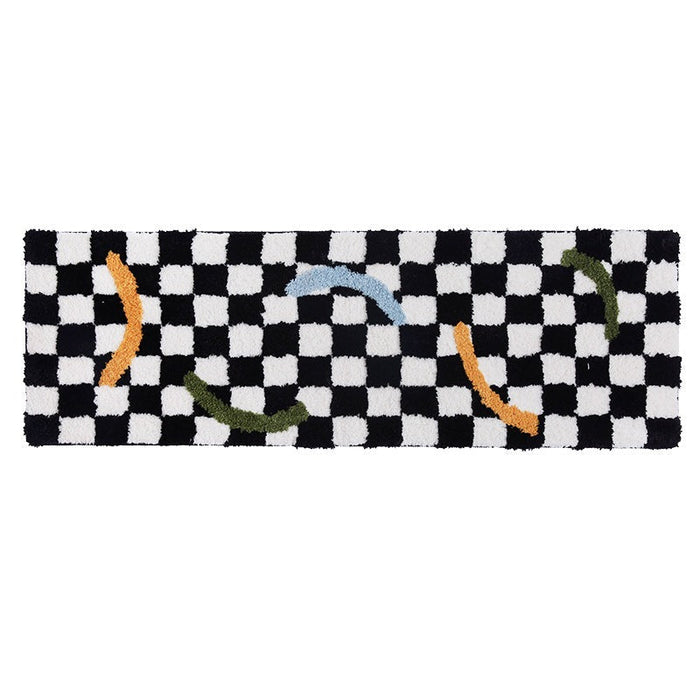 Black and White Checkerboard Bedroom Mat