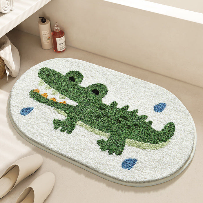 Feblilac Cute Animals Crocodile Bathing Tufted Bath Mat