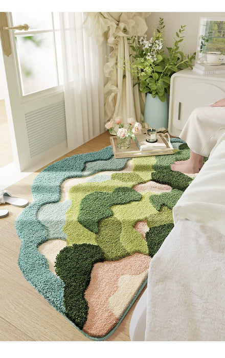 Feblilac Mountain Forest Moss Bedroom Rug Long Runner