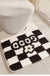 Feblilac Good Black and White Squares Tufted Bathroom Mat Toilet U-Shaped Floor Mat