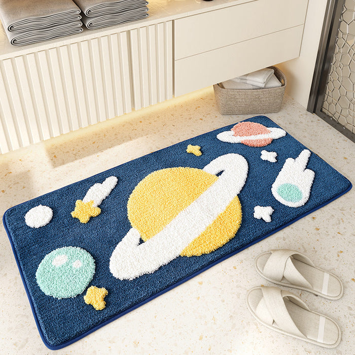 Feblilac Cute Little Planet Tufted Bath Mat