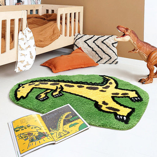 Cute Dinosaur Bedroom Rug, Irregular Shape Mat, Cute Cartoon Area Rug