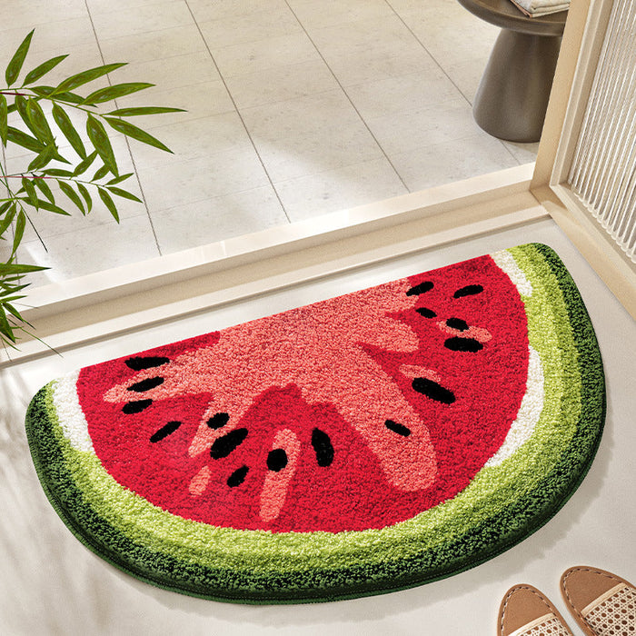 Feblilac Fruit Semicircle Watermelon Tufted Bath Mat