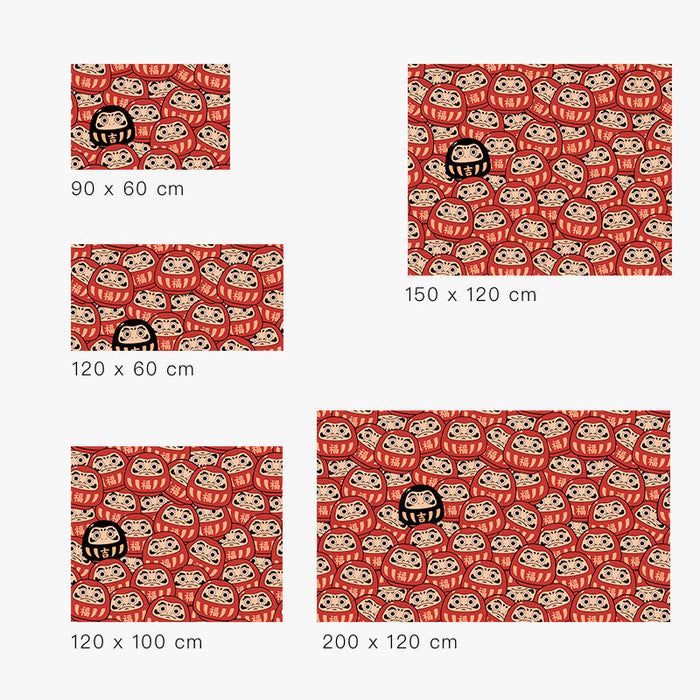 Japanese Style PVC Entrance Door Mat, Red Black Daruma Mat for Front Door Patio, Cute Home Decor