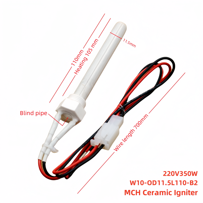 220V 350W Biomass Pellet Oven Igniter MCH Igniter Dry Burning Resistance Ceramic Heating Tube