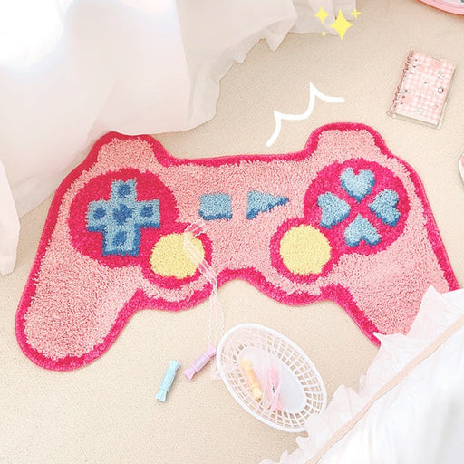 Pink Video Game Controller Mat for Bedroom, Soft and Water-Absorbent