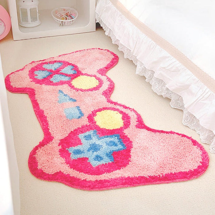 Pink Video Game Controller Mat for Bedroom, Soft and Water-Absorbent