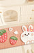 Feblilac Cute rabbit and strawberry Tufted Bath Mat