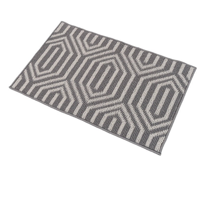 Feblilac Grey Pattern Bath Mat, Modern Diamond Bathroom Rug, Soft Flush Non-Slip Water Absorbent Mat