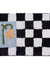 Black and White Checkerboard Bath Mat, Blue Flower Bathroom Rug, Soft Plush Water-Absorbent