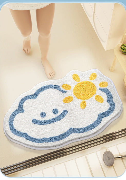 Feblilac Sunshine White Clouds Tufted Bath Mat