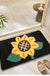 Feblilac Black Big Sunflower Tufted Bath Mat