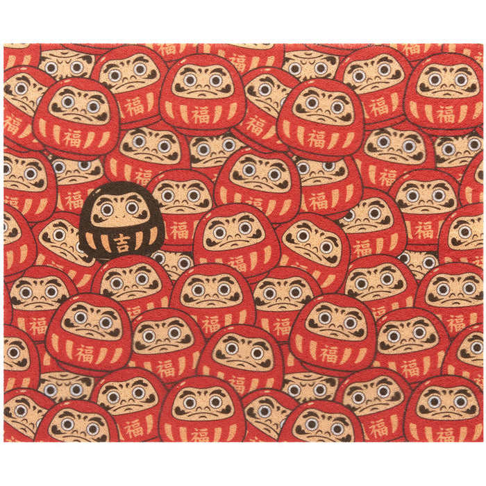 Japanese Style PVC Entrance Door Mat, Red Black Daruma Mat for Front Door Patio, Cute Home Decor