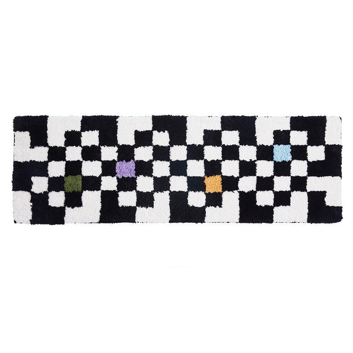 Black and White Checkerboard Bedroom Mat