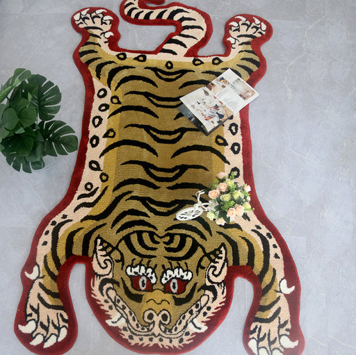 Classic Yellow Tiger Tufted Bath Mat Mom‘s Day Gift, Tibetan Style