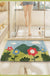 Feblilac Colorful Flowers and Green Mountains Tufted Bath Mat