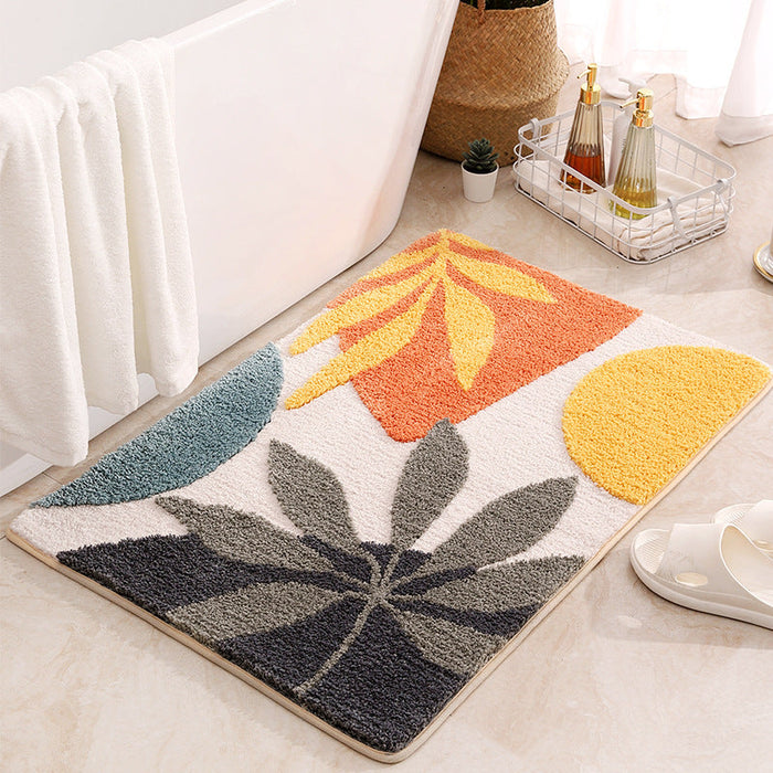 Colorful Tropical Leaves Bath Mat