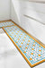 Feblilac Orange and Blue Flower Geometric Pattern PVC Leather Kitchen Mat