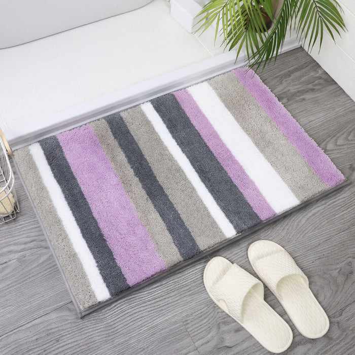 Feblilac Purple Stripe Bath Mat Rug