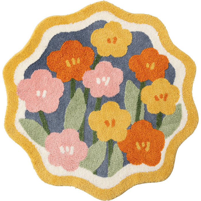 Feblilac Red Yellow Pink Flower Garden Area Mat