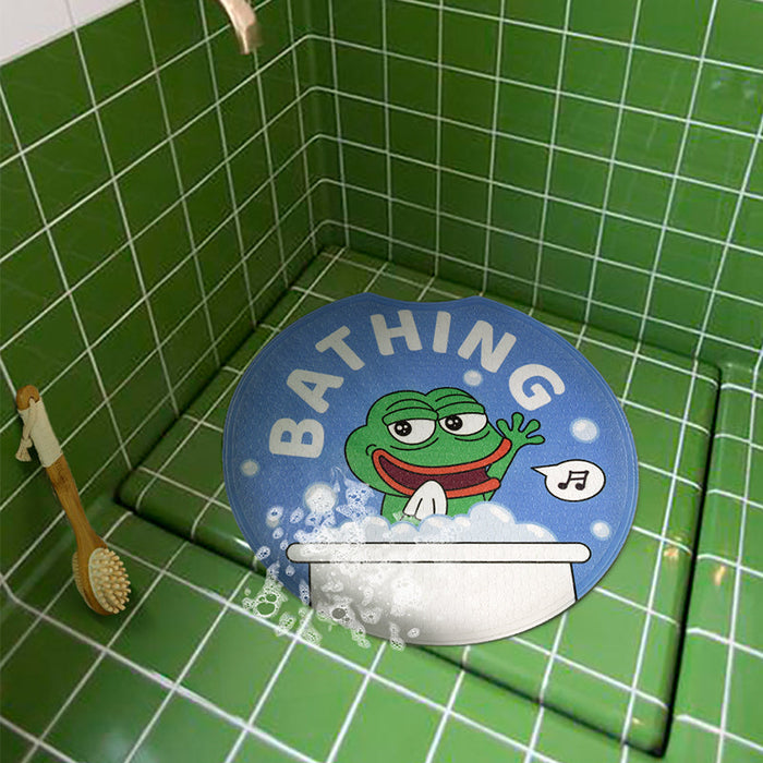 Round Smile Frog PVC Bathroom Mat