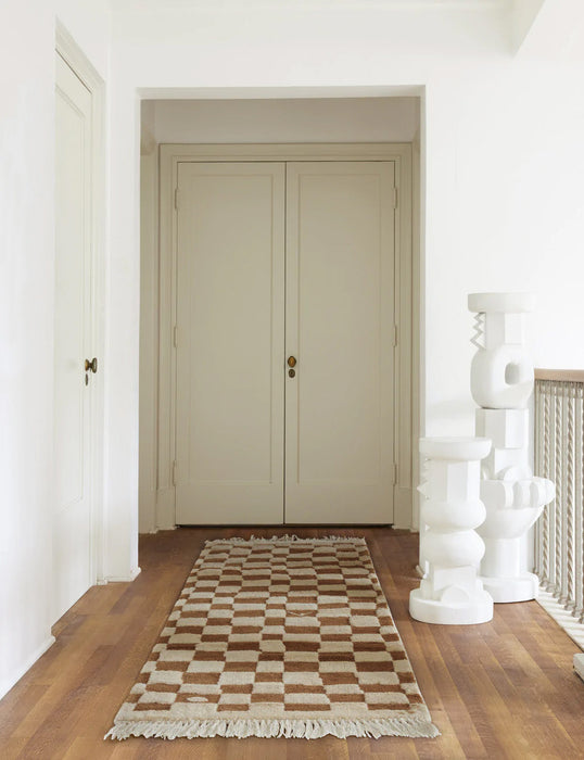 Irregular Checkerboard Hand-Knotted Wool Rug by Sarah Sherman Samuel