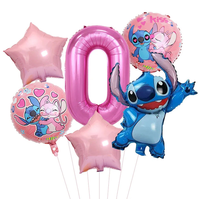 6pcs Disney Lilo & Stitch Party Balloons Stitch 32" Number Balloon set Baby Shower Birthday Party Decorations Kids Toy Gifts