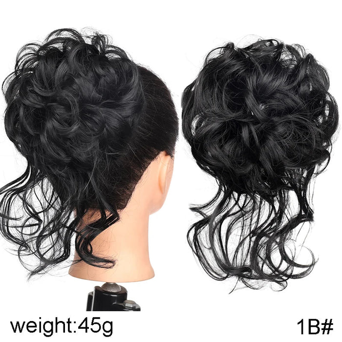 MANWEI Synthetic Curly Donut Chignon With Elastic Band Scrunchies Messy Hair Bun Updo Hairpieces Extensions for Women