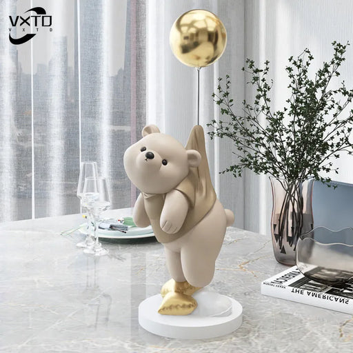 Creative Balloon Polar Bear Resin Ornaments, Home Decor Crafts, Office Desk Figurines, Bookcase Sculpture Craft