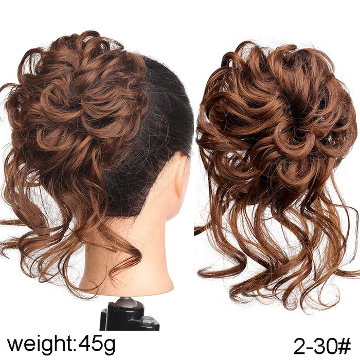 MANWEI Synthetic Curly Donut Chignon With Elastic Band Scrunchies Messy Hair Bun Updo Hairpieces Extensions for Women