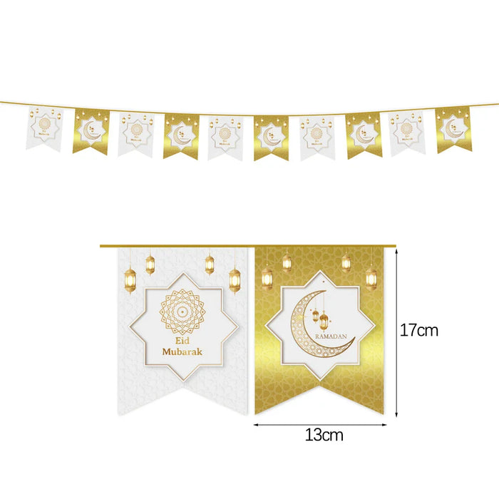 EID Mubarak Banner Ramadan Kareem Banner Party Decorations Supplies Star Moon Hanging Ornament Umrah Mubarak Decoration for Home