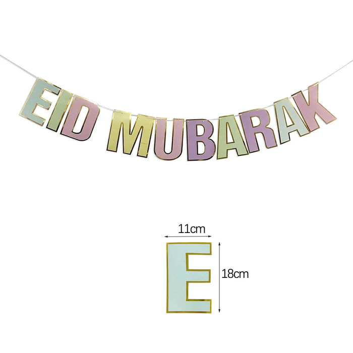 EID Mubarak Banner Ramadan Kareem Banner Party Decorations Supplies Star Moon Hanging Ornament Umrah Mubarak Decoration for Home