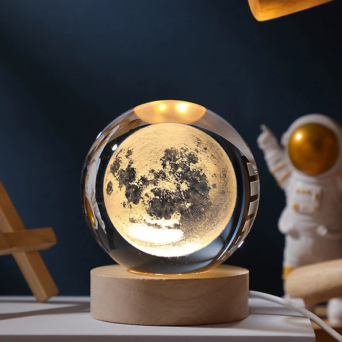 Christmas Crystal Ball Decoration 2023 Astronomy Solar System Planets Moon Astronaut LED Balls Home Snow Glass Globe Decorations