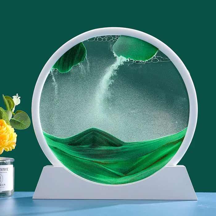 3D Moving Sand Art Picture Round Glass Deep Sea Sandscape Hourglass Quicksand Craft Flowing Sand Painting Office Home Decor Gift