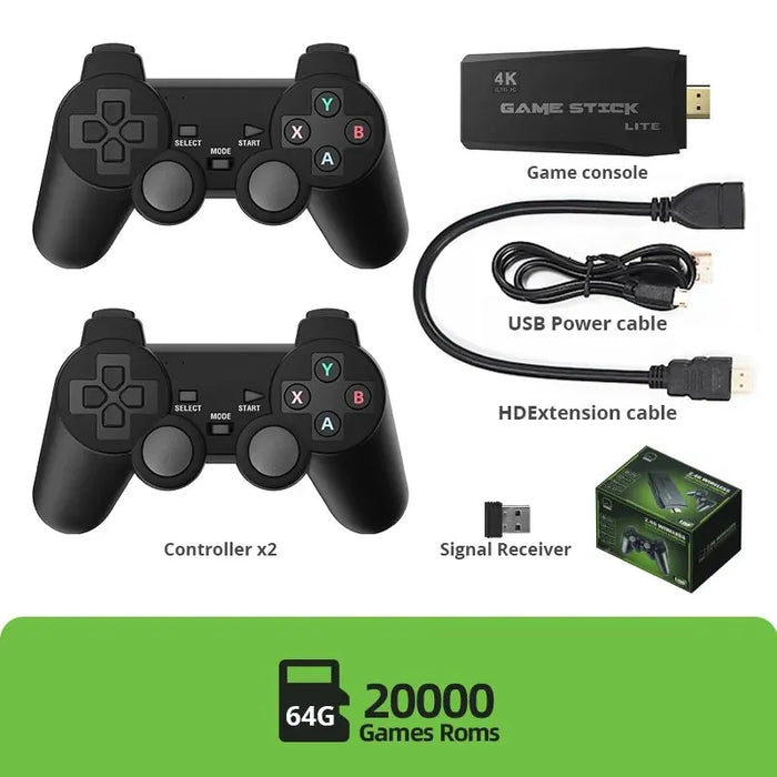 DATA FROG Retro Video Game Console 2.4G Wireless Console Game Stick 4k 10000 Games Portable Dendy Game Console for TV 20000 Game