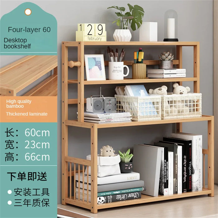 3-tier Wooden Bookshelf Office Student Stationery Organizer Magazine Holder Home Sundries Storage Shelves Kitchen Seasoning Rack