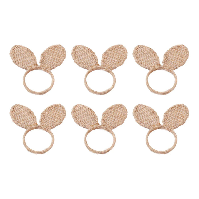 6pcs Easter Napkin Rings Jute Creative Rabbit Ear/Carrot Hand-woven Napkin Buckle Holder Party Kitchen Weddings Table Decoration