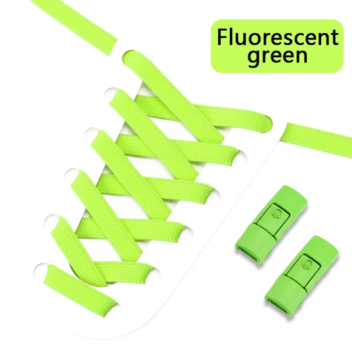 2023 No Tie Shoe laces Press Lock Shoelaces without ties Elastic Laces Sneaker Kids Adult 8MM Widened Flat Shoelace for Shoes