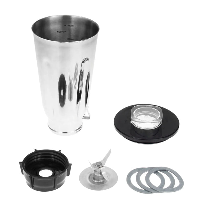 5 Cup Stainless Steel Blender Jar and Lid Replacement Repair Kit Complete 6 Pieces Set Fits Oster Blenders and Kitchen Centers