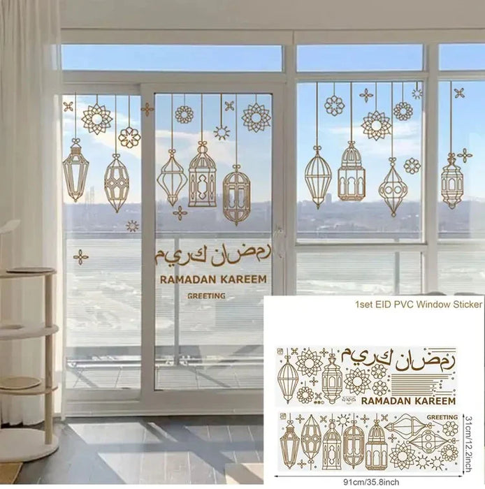 Eid Window Stickers Ramadan Decoration Eid Mubarak Decor for Home 2024 Ramadan Kareem Islam Muslim Party Supplies Eid Al-fitr