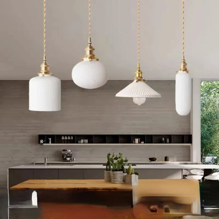 Ceramic Pendant Lights for Kitchen Dining Room Restaurant Hanging Lamp Modern White Ceiling Chandelier Home Indoor Bedroom Hotel