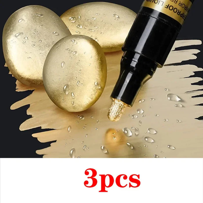 3/2/1pcs Chrome Mirror Marker Pen 2mm DIY Reflective Paint Pen Permanent Gold SILVER Marker Touch Up, Model Painting, Marking