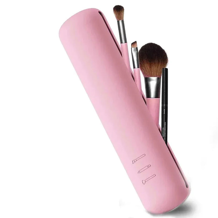 Trendy travel Makeup Brush Holder Silicon material Portable for getting ready travelling Cosmetic case makeup organizers