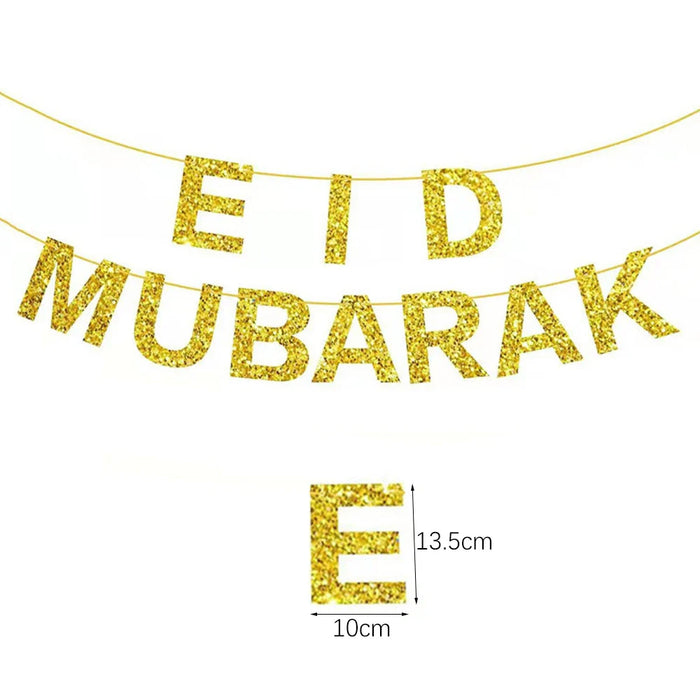 EID Mubarak Banner Ramadan Kareem Banner Party Decorations Supplies Star Moon Hanging Ornament Umrah Mubarak Decoration for Home