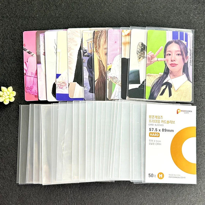 50pcs Korea Card Sleeves Clear Acid Free CPP HARD Photocard Holographic Protector Film Album Binder Photo Popcorn Card